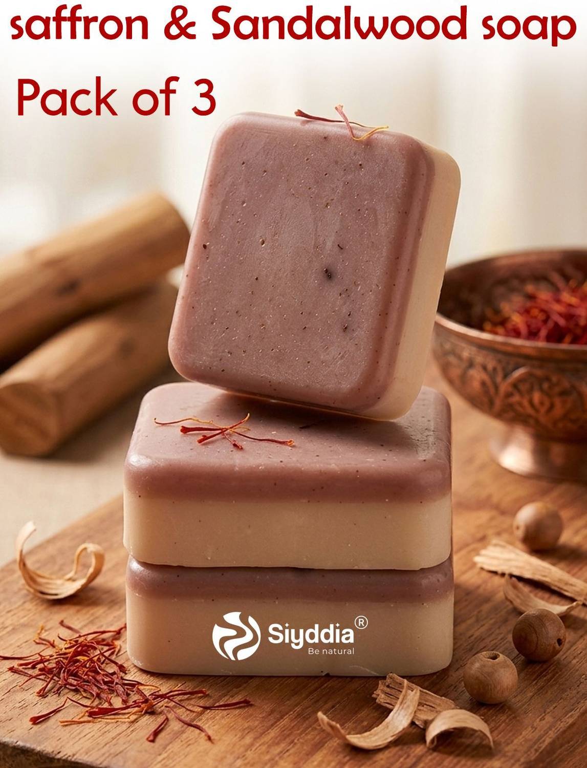 SIYDDIA Sandal Wood & Saffron Bath Soap 4 Glowing Brightening And