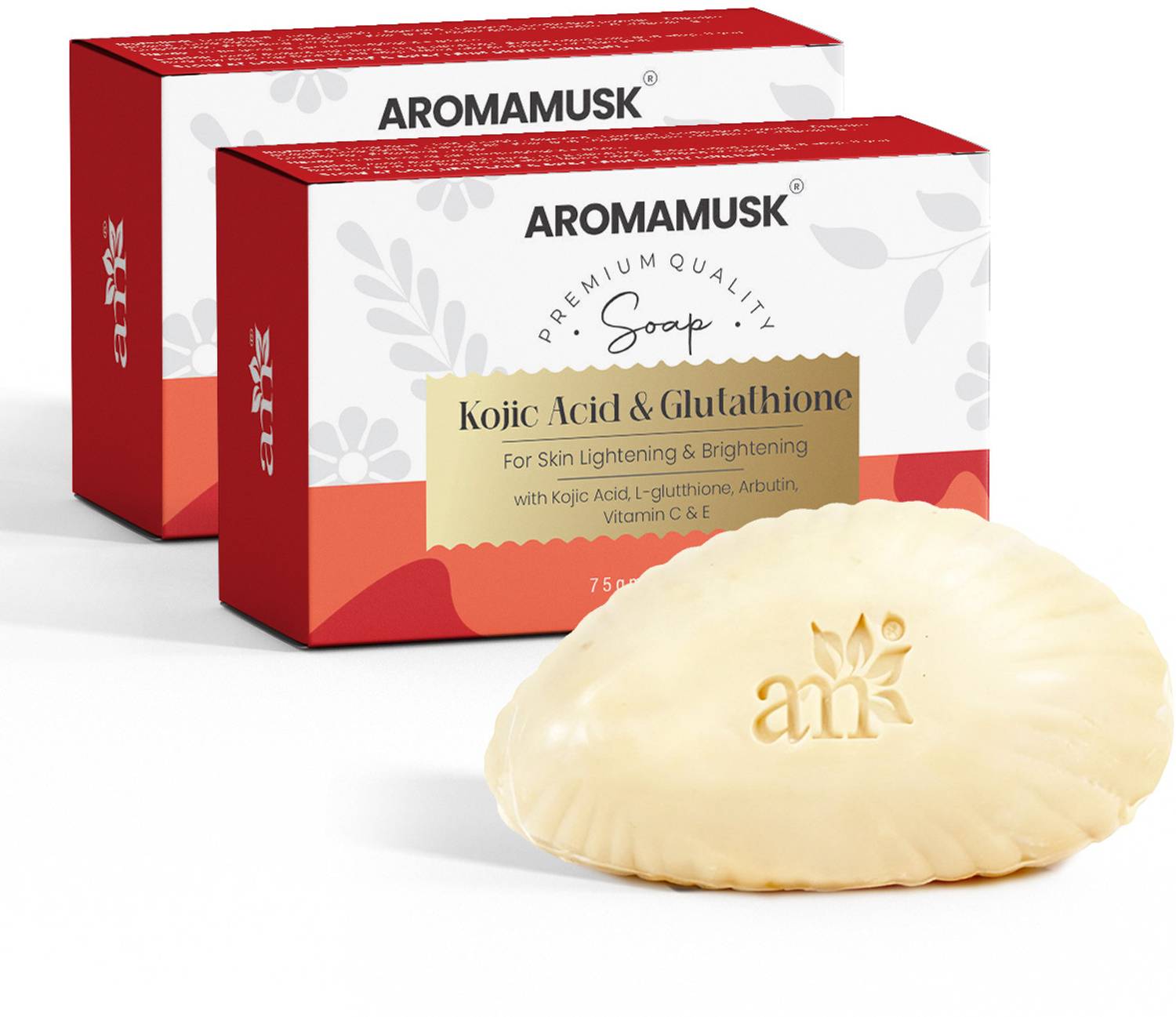 aromamusk Kojic Acid 1% Soap with Glutathione | Brightening Soap | Arbutin, Vitamin C & E