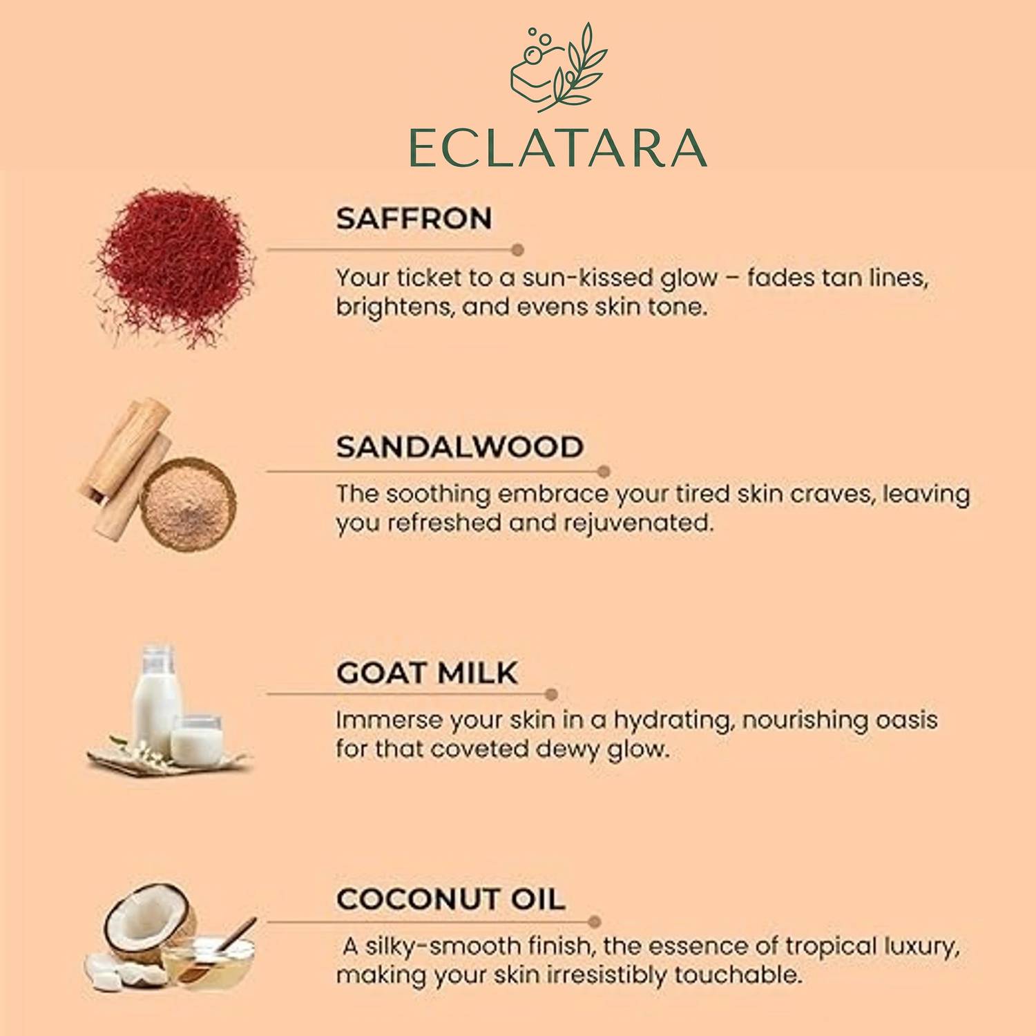 ECLATARA ET Sandal Glow Care Soap Pack of 3 · 100 g (300 g total) - Image 2
