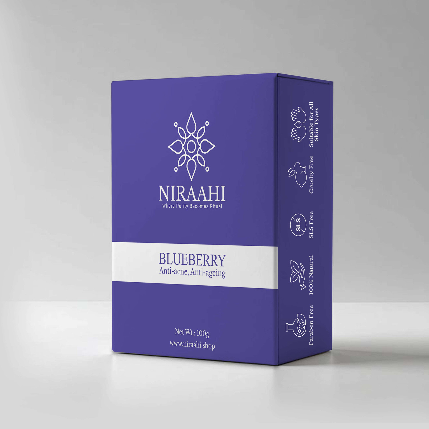 Image of Niraahi Blueberry Bathing Soap | Refreshing Bath Bar with Fruity Aroma