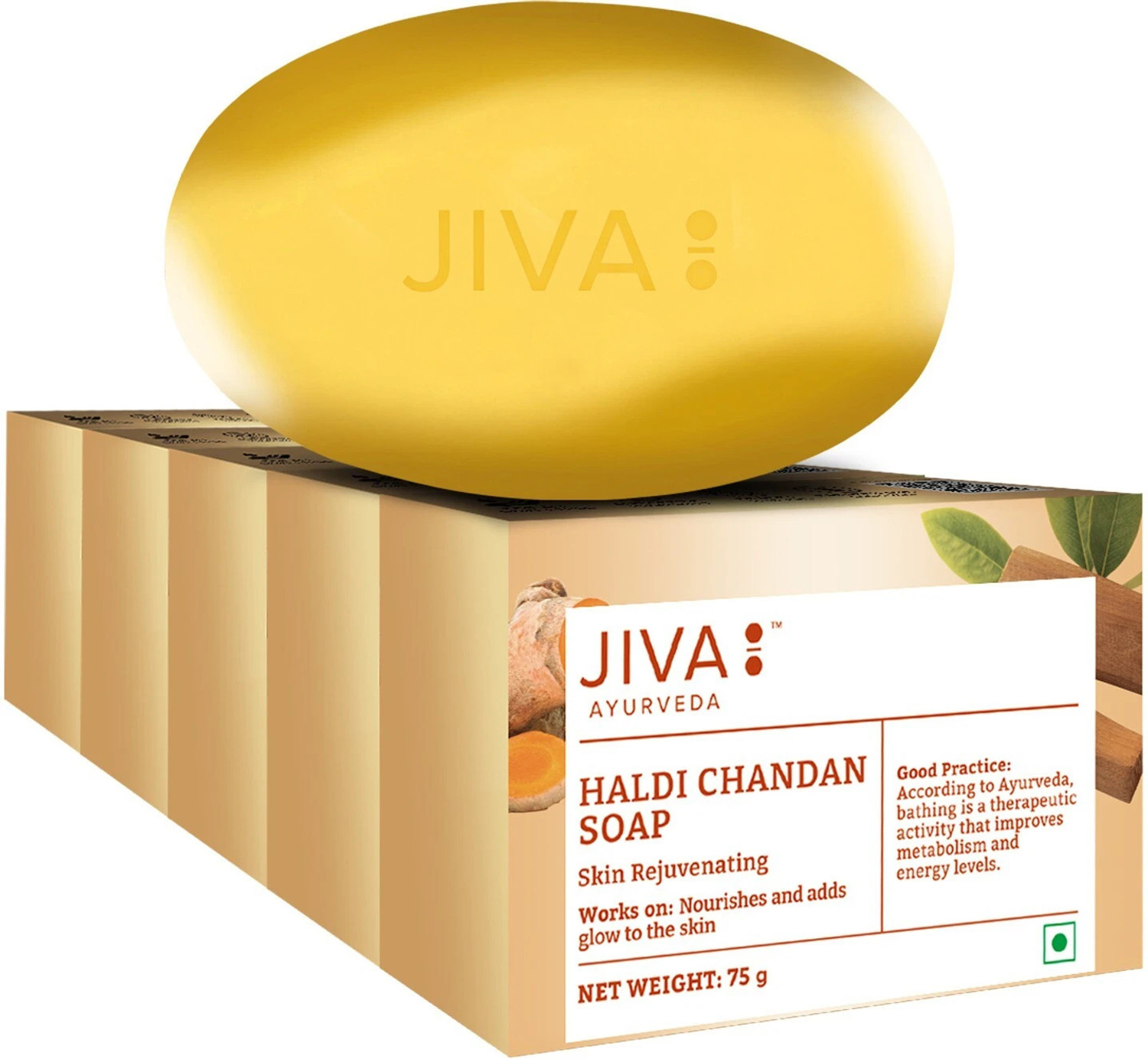 Image of JIVA AYURVEDA Haldi Chandan Soap 75 g - Pack of 5