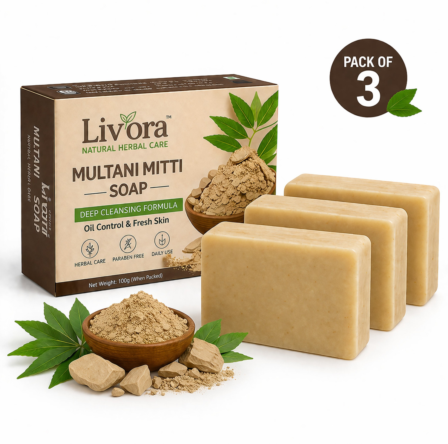 Image of Liv'ora Liv'ora Herbal Multani Mitti Bath Soap