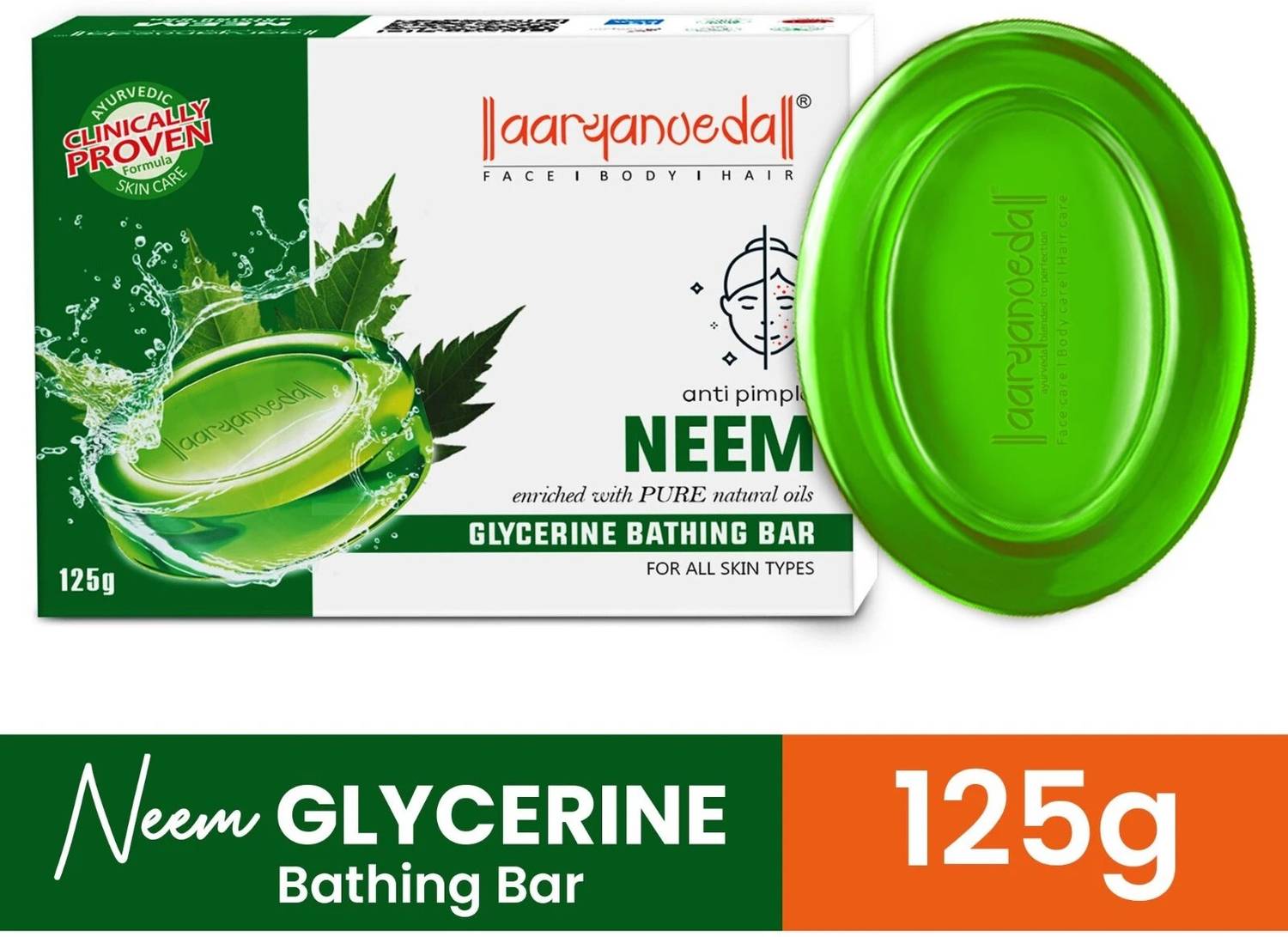 Aaryanveda Neem Bathing Bar Pimple Free Skin Enriched With Natural Oils Moisturizing Soap