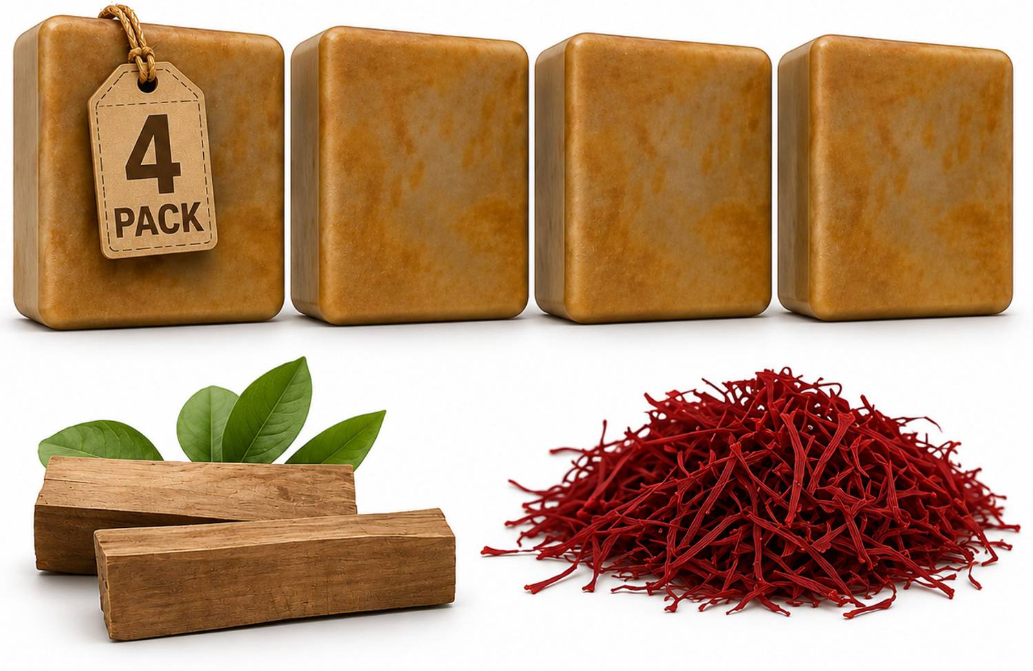 Freshila Sandalwood & Saffron Soaps Pack of 4 (400 g) - Image 1