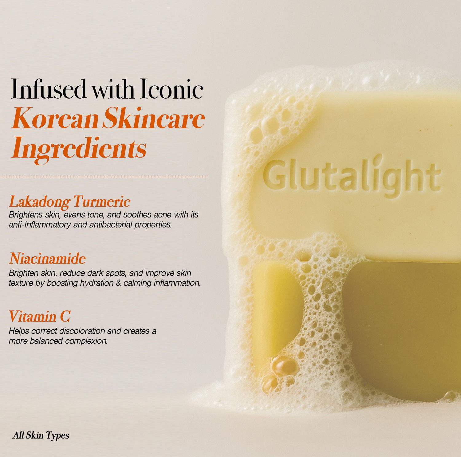 Image of Glutalight Glutathione Lakadong Turmeric Soap | Tan Removal Soap For Men & Women