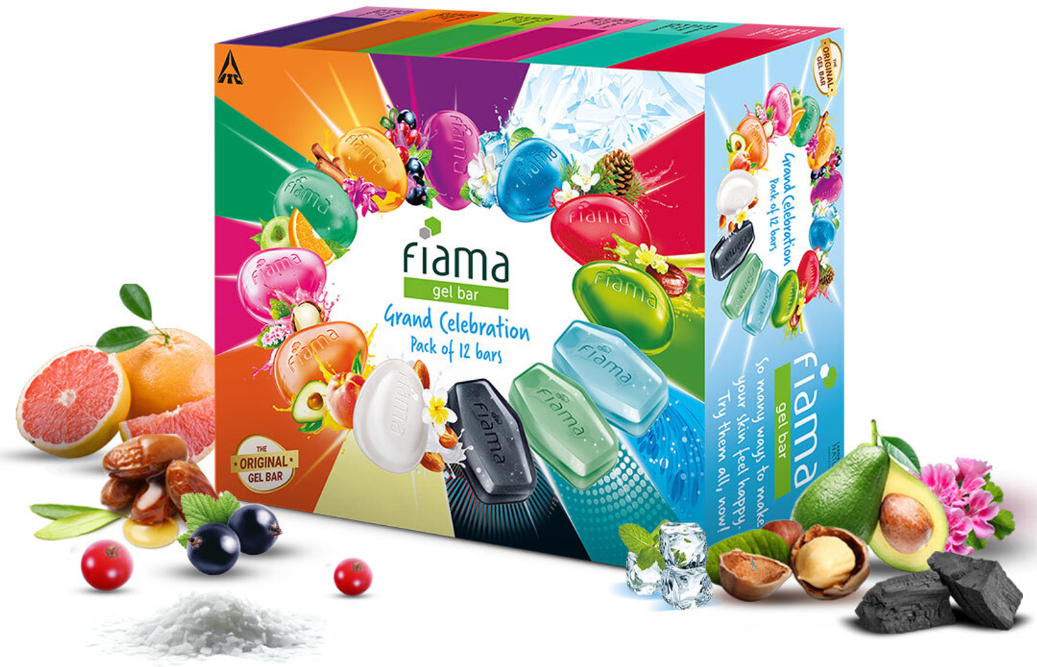 Image of FIAMA Gel Bathing Bar Grand Celebration Pack with 12 Unique Gel Bars, Moisturized Skin