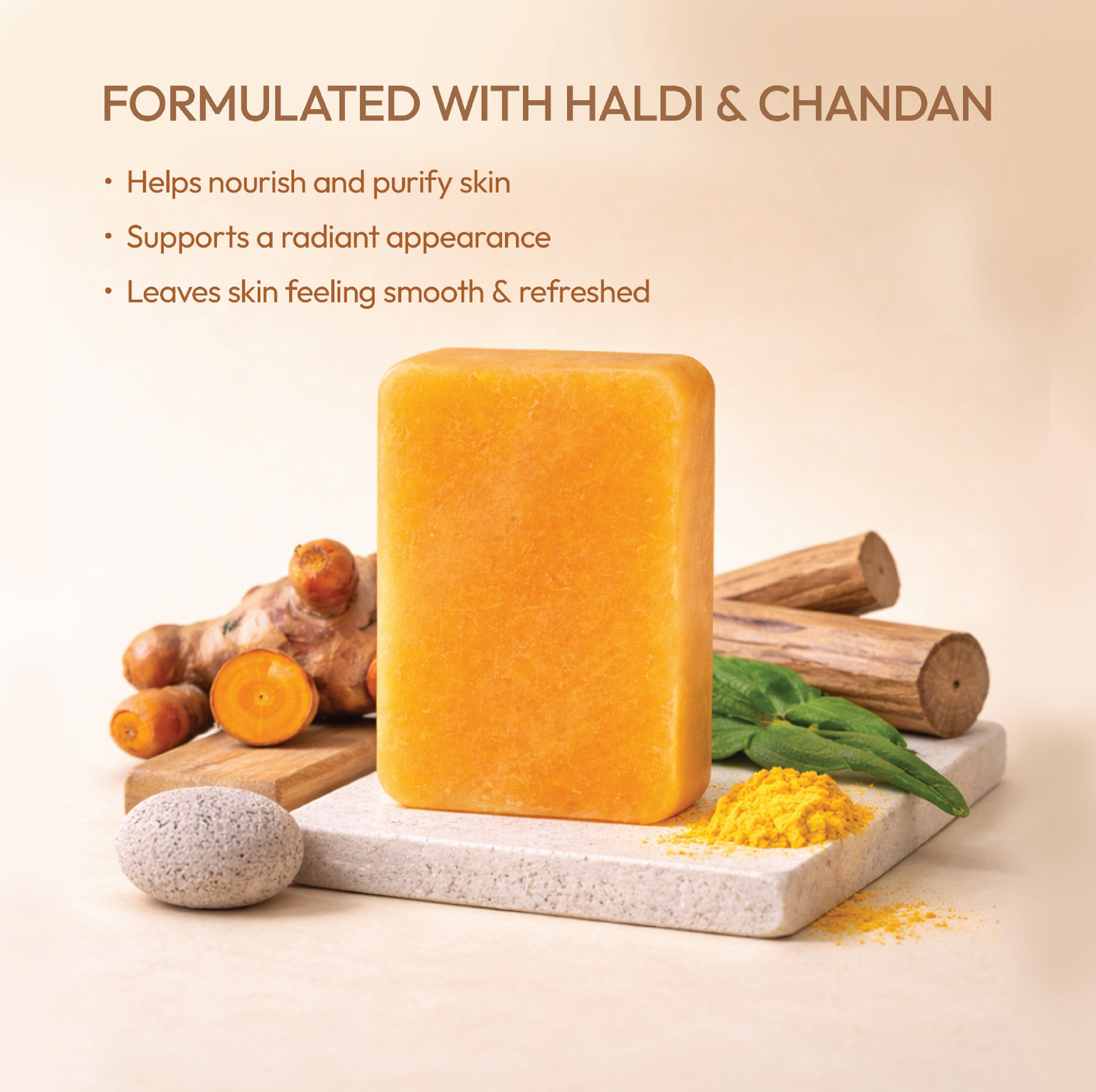 Image of Niraahi Haldi Chandan Bathing Soap 100g | Herbal Bath Bar for Daily Use for Men & Women