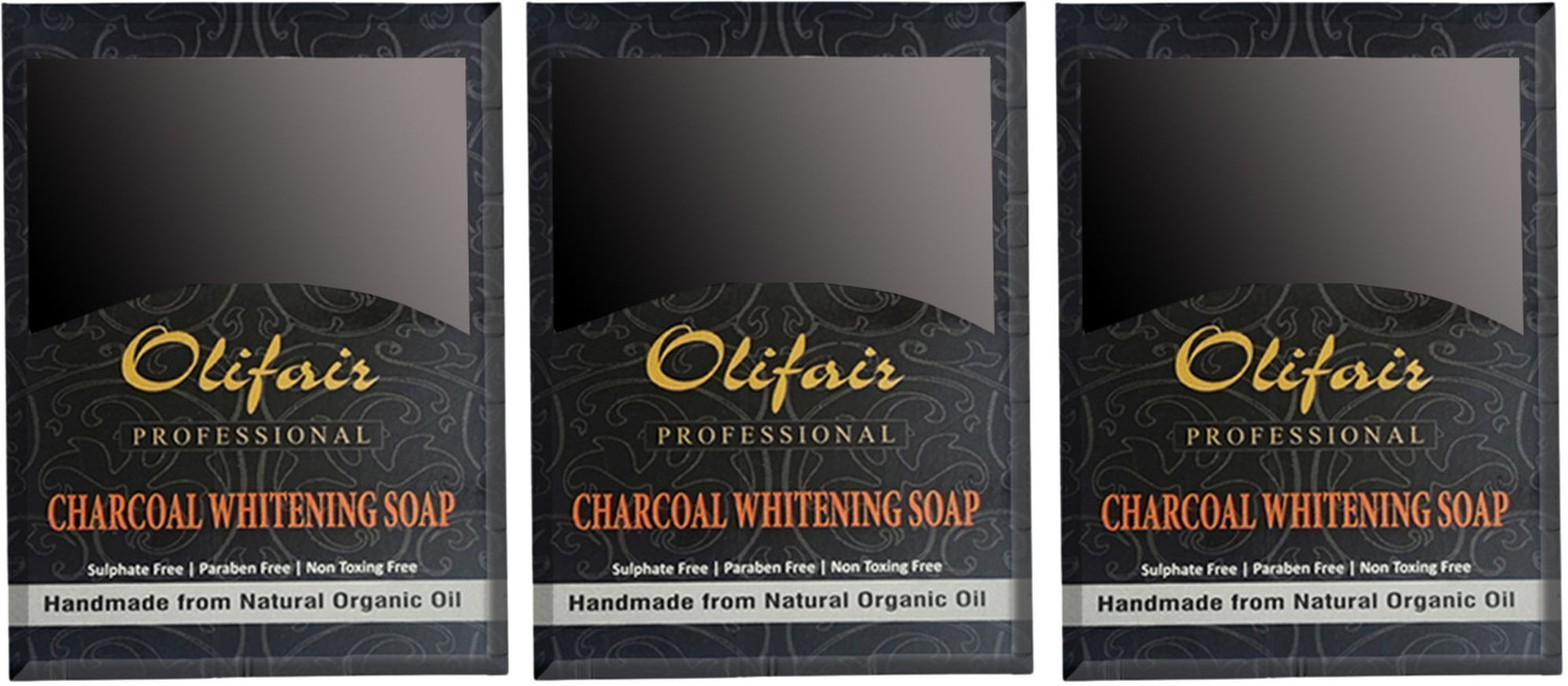 Image of Olifair Charcoal Whitening Soap(Pack of 3)