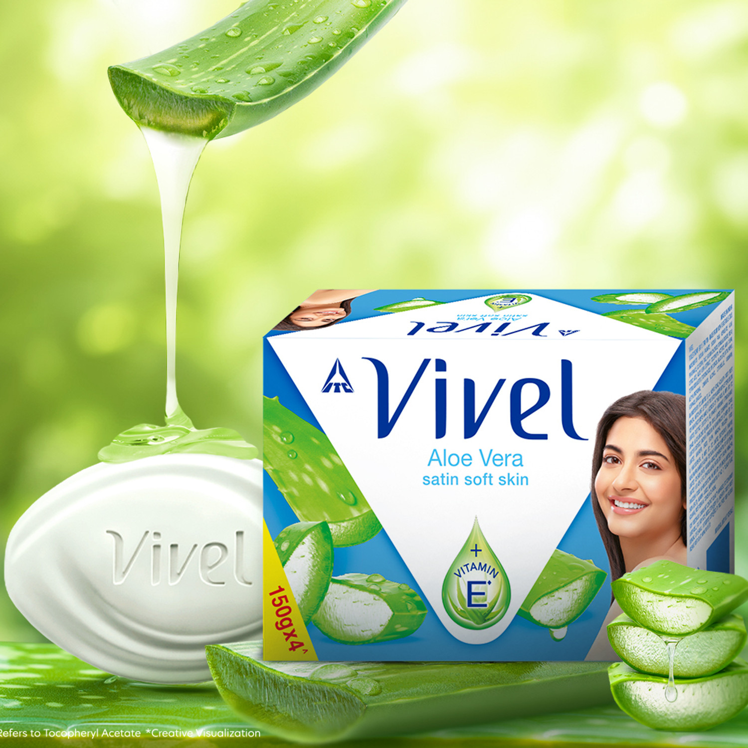 Image of Vivel Aloe Vera Grade 1 Bathing Soap Highest Soap Grade 76% TFM Vitamin E