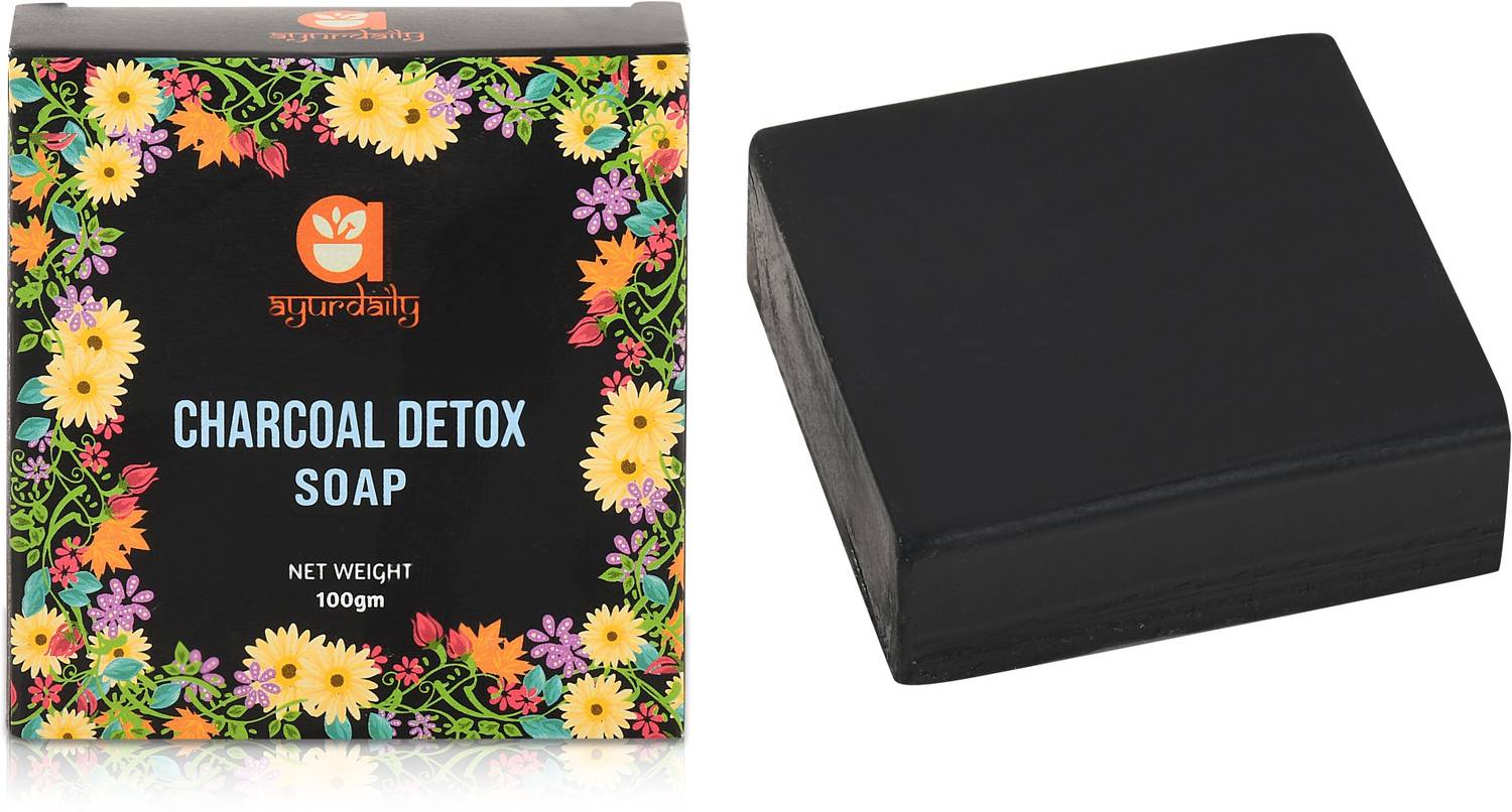 Ayurdaily Charcoal Detox Kojic Body Soap | Handmade | Controls Acne & Oil