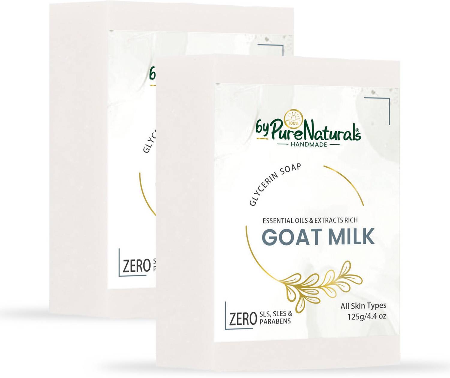 byPurenaturals Organic and Natural Glycerin Made Goat Milk Soap For Men Women 125gm Pack of 2