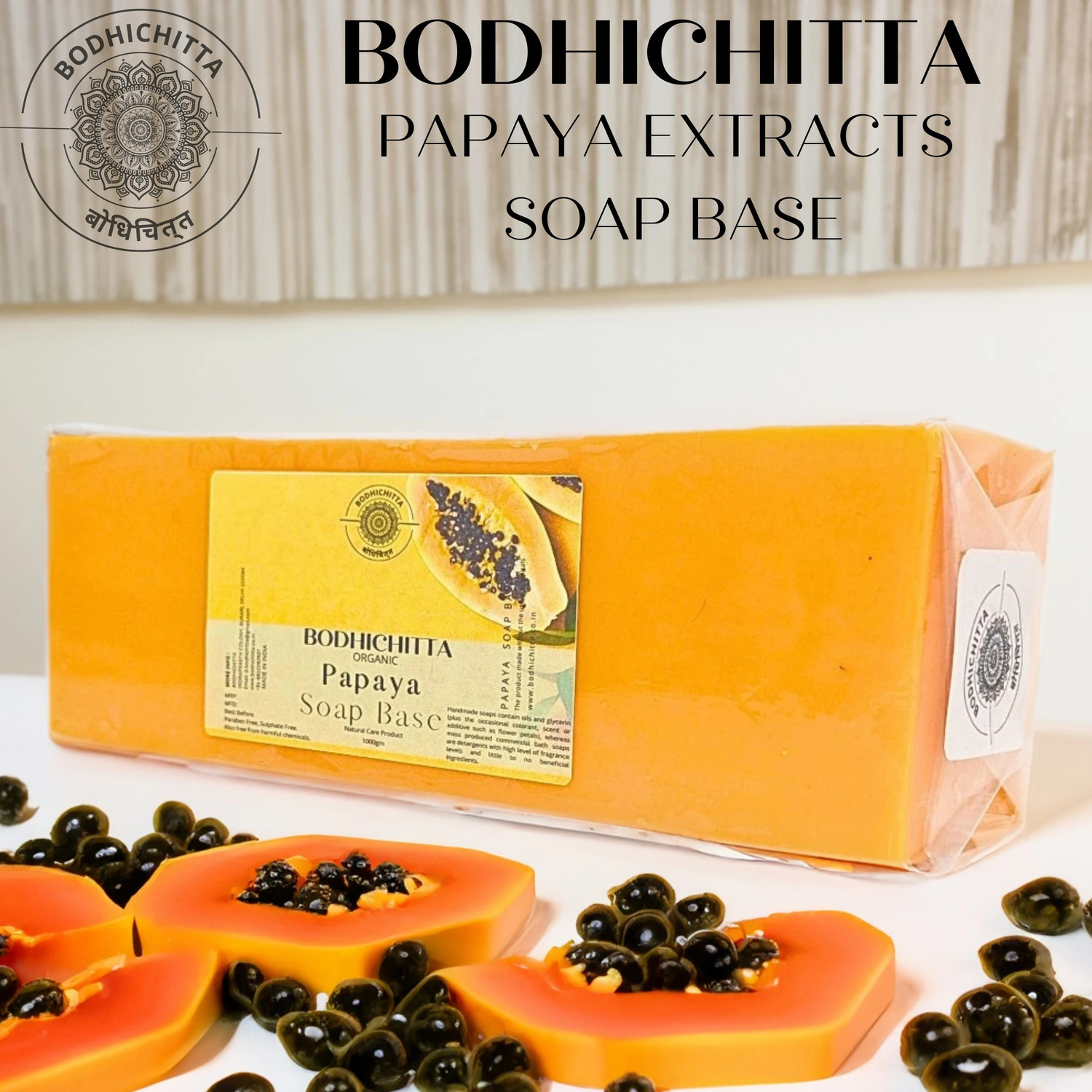 Image of Bodhichitta Papaya Soap Base Melt & Pour 100% Pure & Natural Pack of 1kg