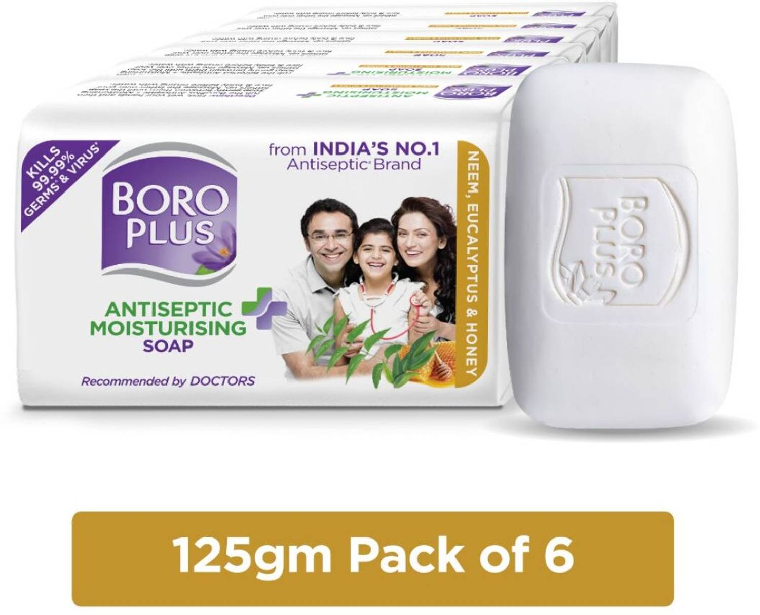 BOROPLUS Antiseptic + Moisturising Soap - Neem, Eucalyptus & Honey