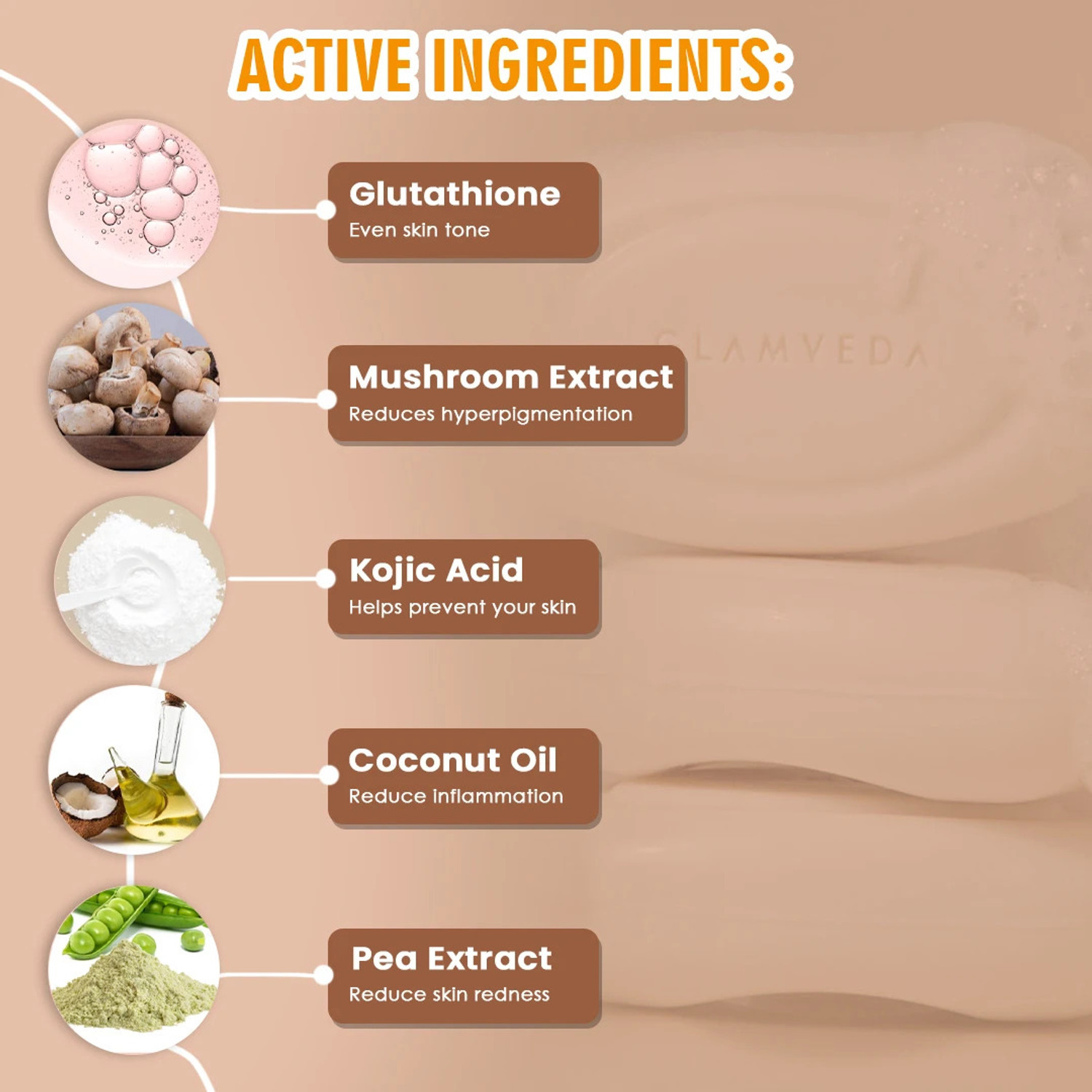 Image of GLAMVEDA Glutathione & Kojic Acid Soap|Lightens Dark Spots,Acne Scars & Hyperpigmentation