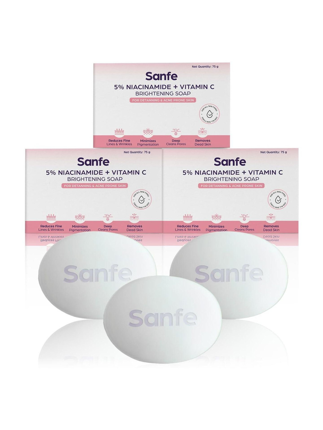 Sanfe 5% Niacinamide & Vitamin C Brightening Soap | Detanning Soap 75gm