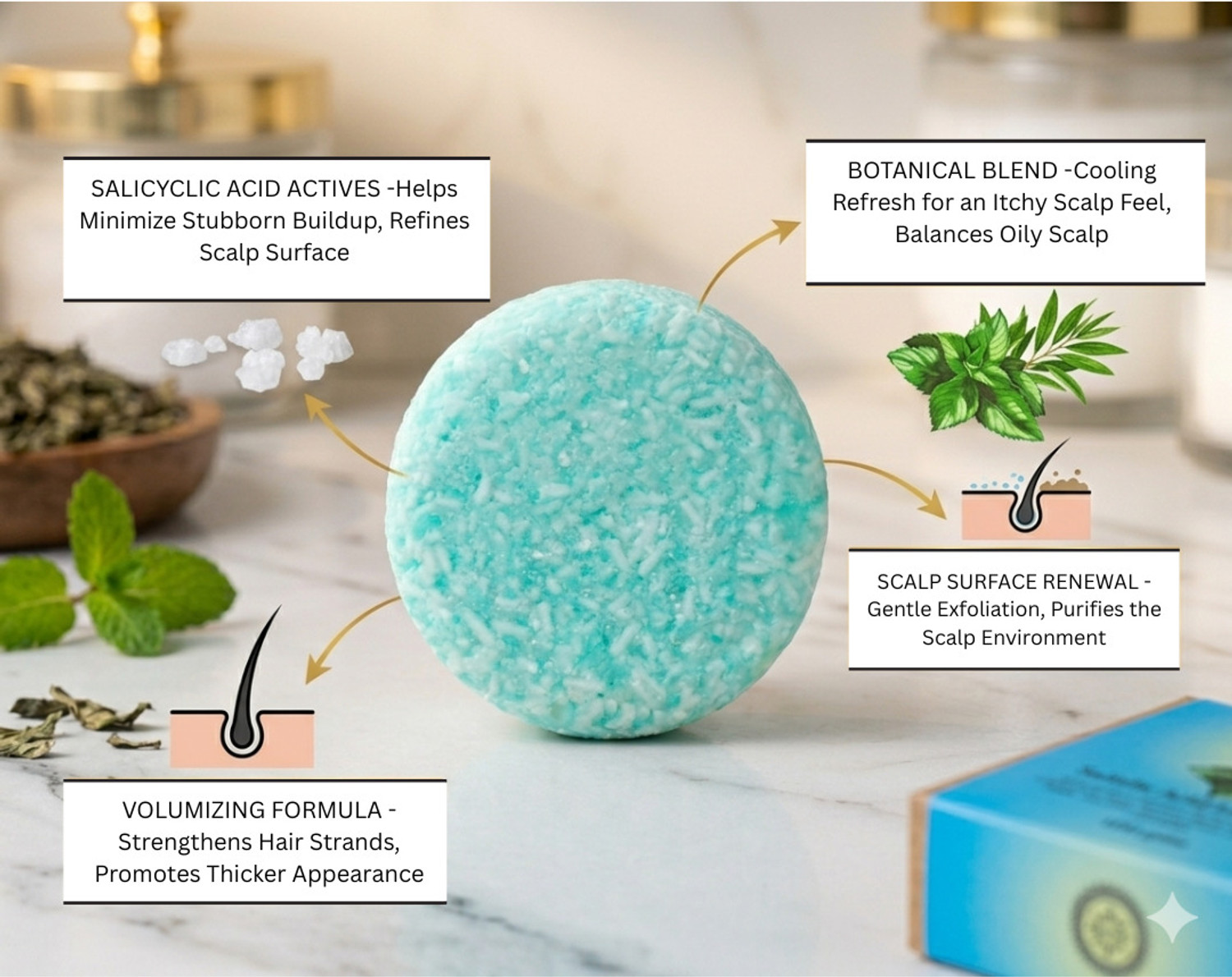 Image of Aaranyam Anti Dandruff Shampoo bar Rosemarry & Tea tree essential oils - 100g