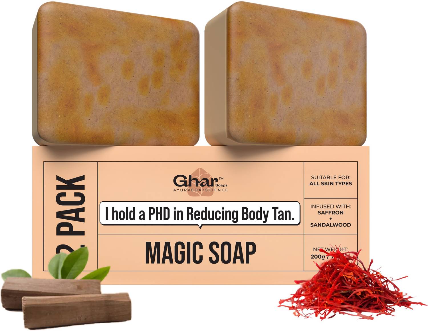 Ghar Soaps Sandal Wood And Saffron Soap For Glowing & Refreshing