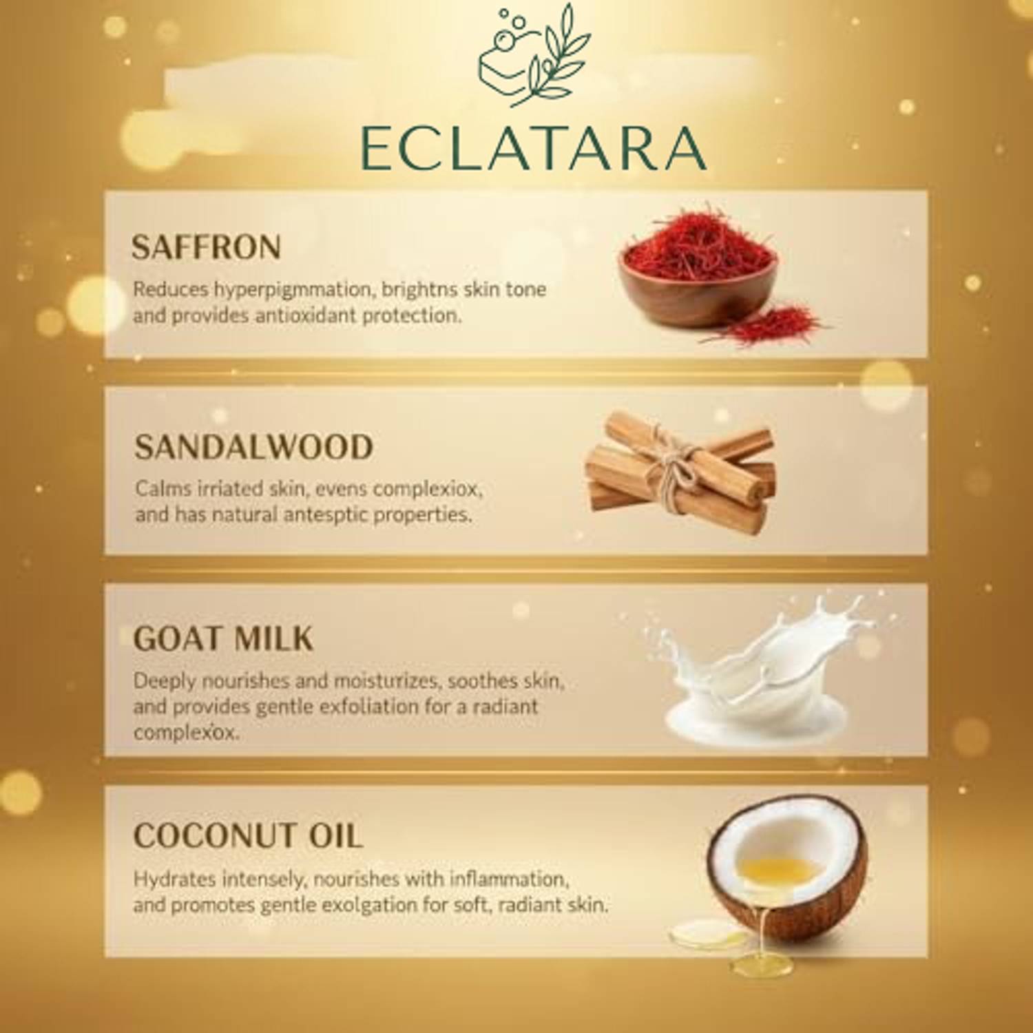 ECLATARA ET Sandal Glow Care Soap Pack of 3 · 100 g (300 g total) - Image 4