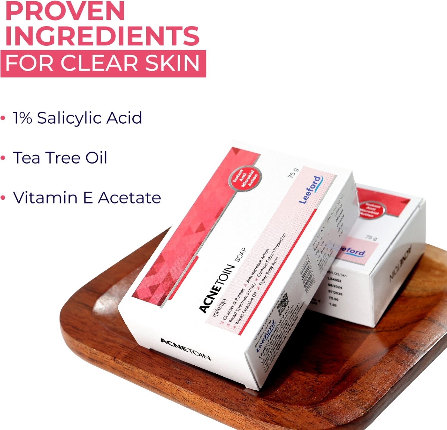 Image of Leeford Acnetoin Salicylic Acid & Tea Tree Oil Soap for Acne|Controls Sebum Production