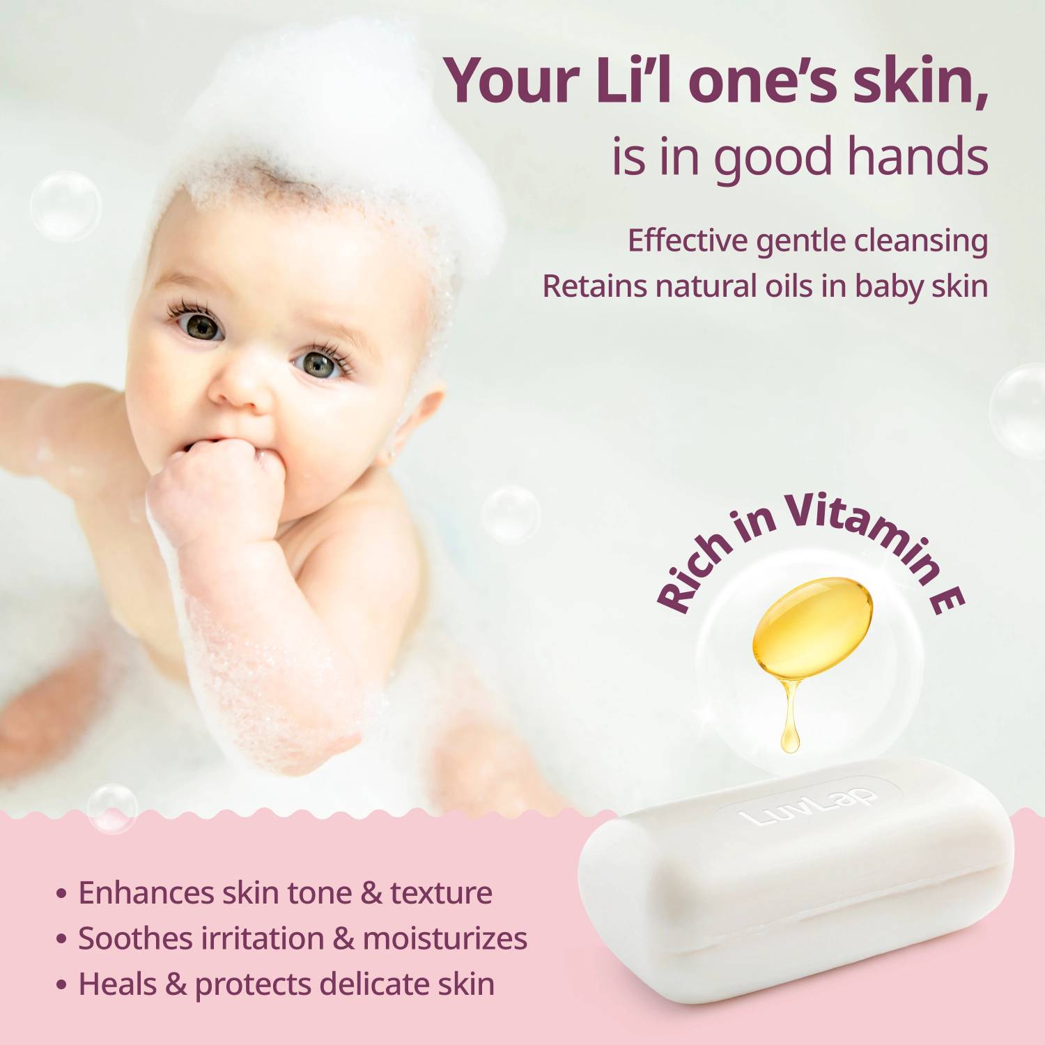 LuvLap Moisturizing Baby Soap - Gentle Bathing Bar, Almond Oil