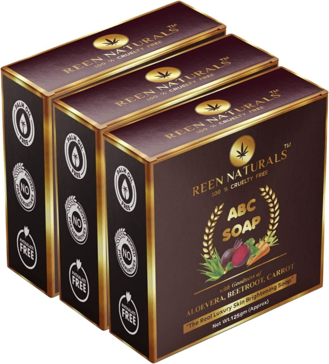 Image of REEN NATURALS PACK 3 - ABC SOAP | Luxury Soap Natural Extract of Aloe Vera, Beetroot & Carrot