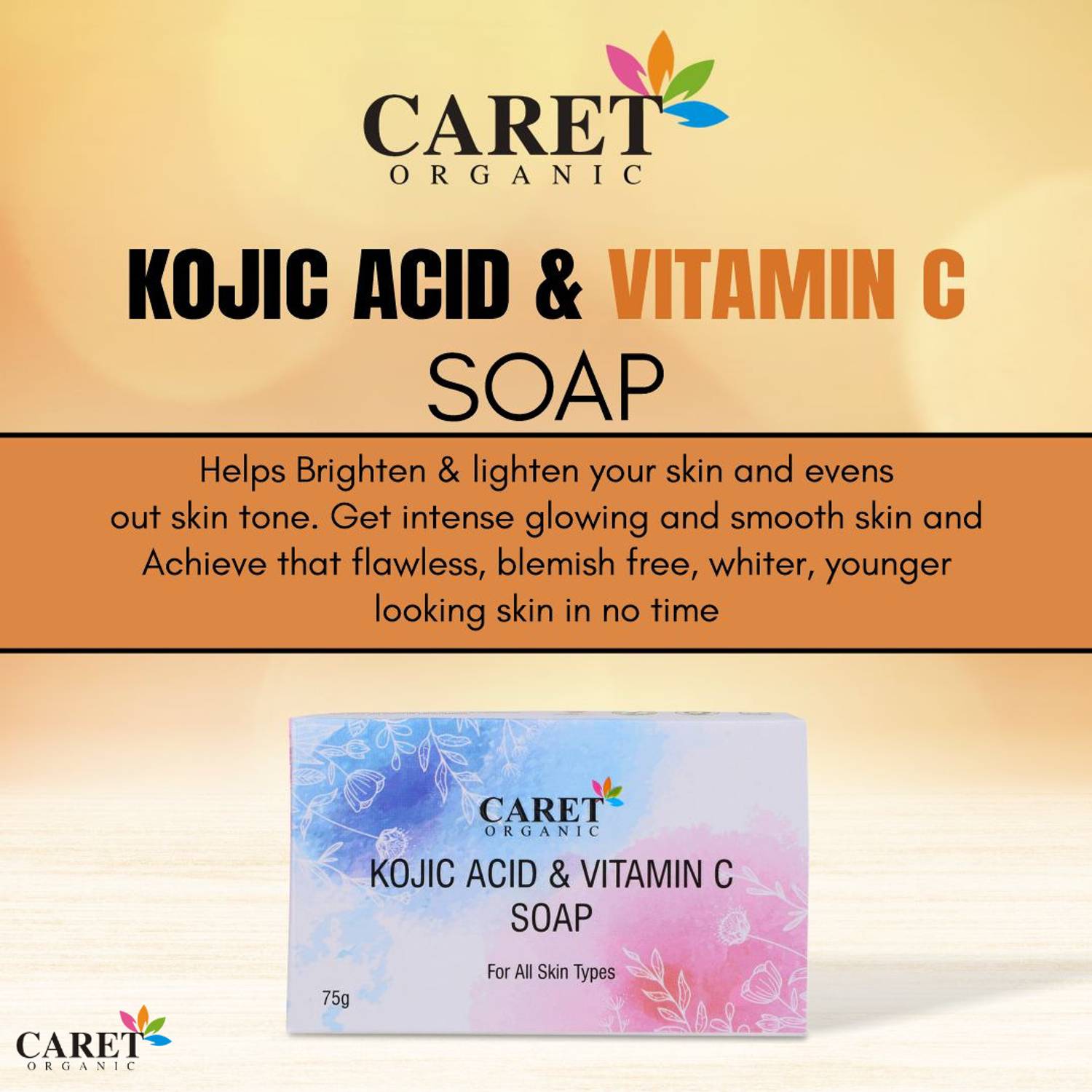 Caret Organic Vitamin C Kojic Acid Soap For Anti-Pigmentation | Cruelty Free