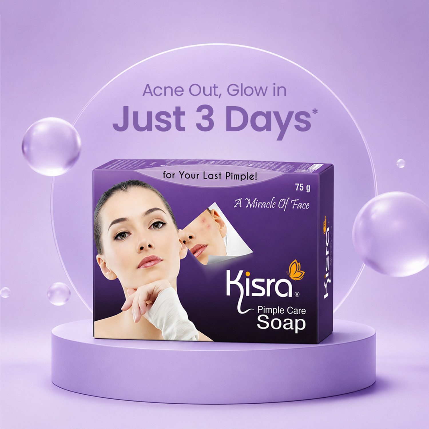 Image of KISRA Pimple Care Soap for Acne, Sun Tan, Blemishes, Fine Line, Darkspots |Men, Women