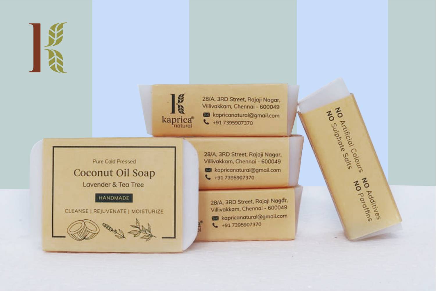 KAPRICA Natural Handmade pure cold pressed coconut oil soap (5 x