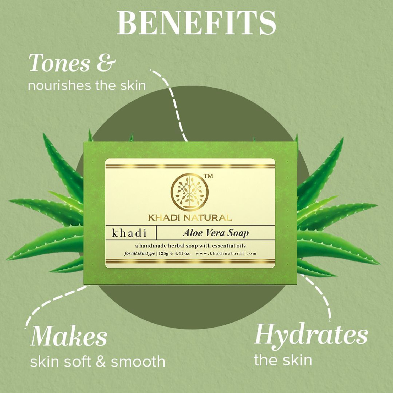 Image of KHADI NATURAL Aloe Vera Soap for Smooth Hydrated Skin