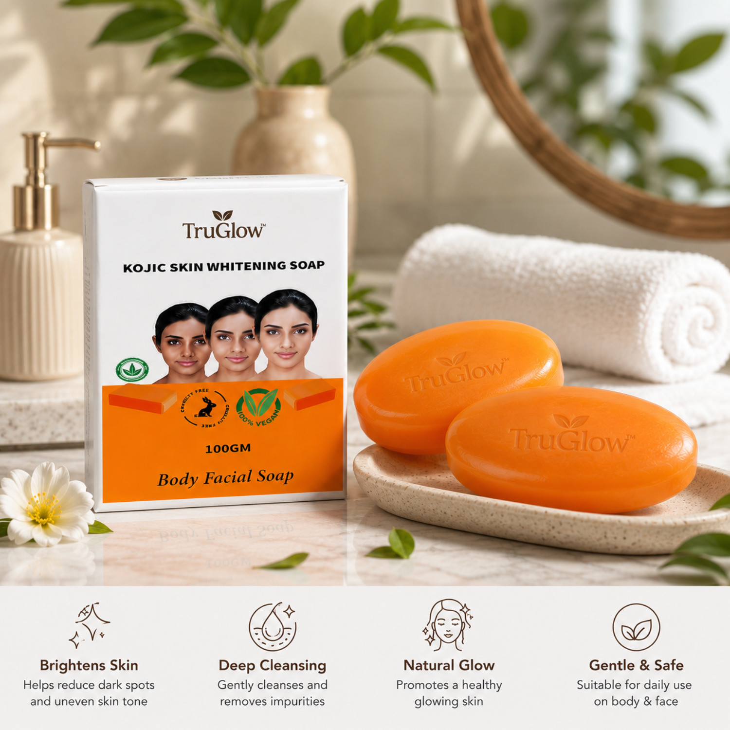 Image of TruGlow Dr SABU Kyle Herbal Papaya Face and Body Soap for Glowing Skin