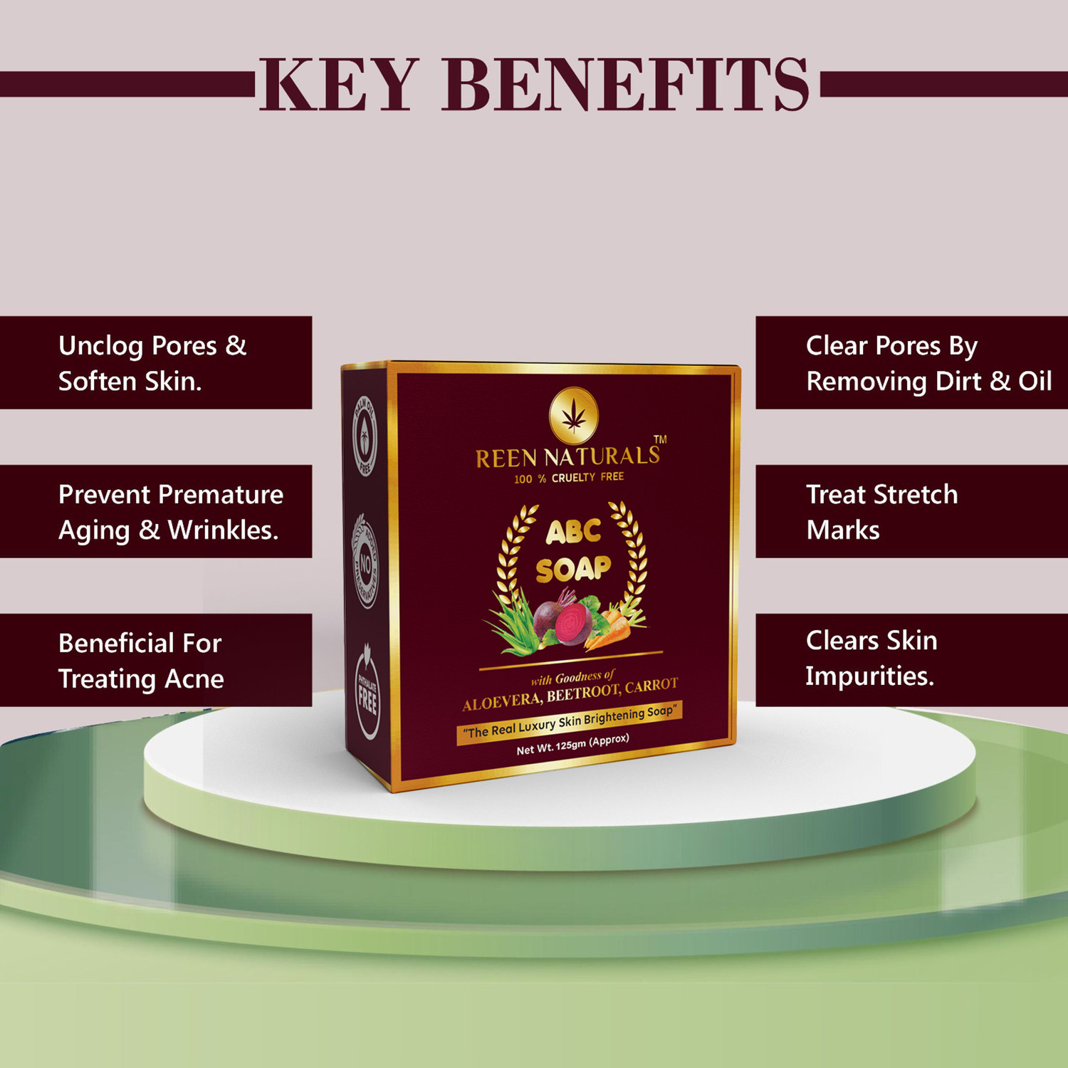 Image of REEN NATURALS PACK 3 - ABC SOAP | Luxury Soap Natural Extract of Aloe Vera, Beetroot & Carrot