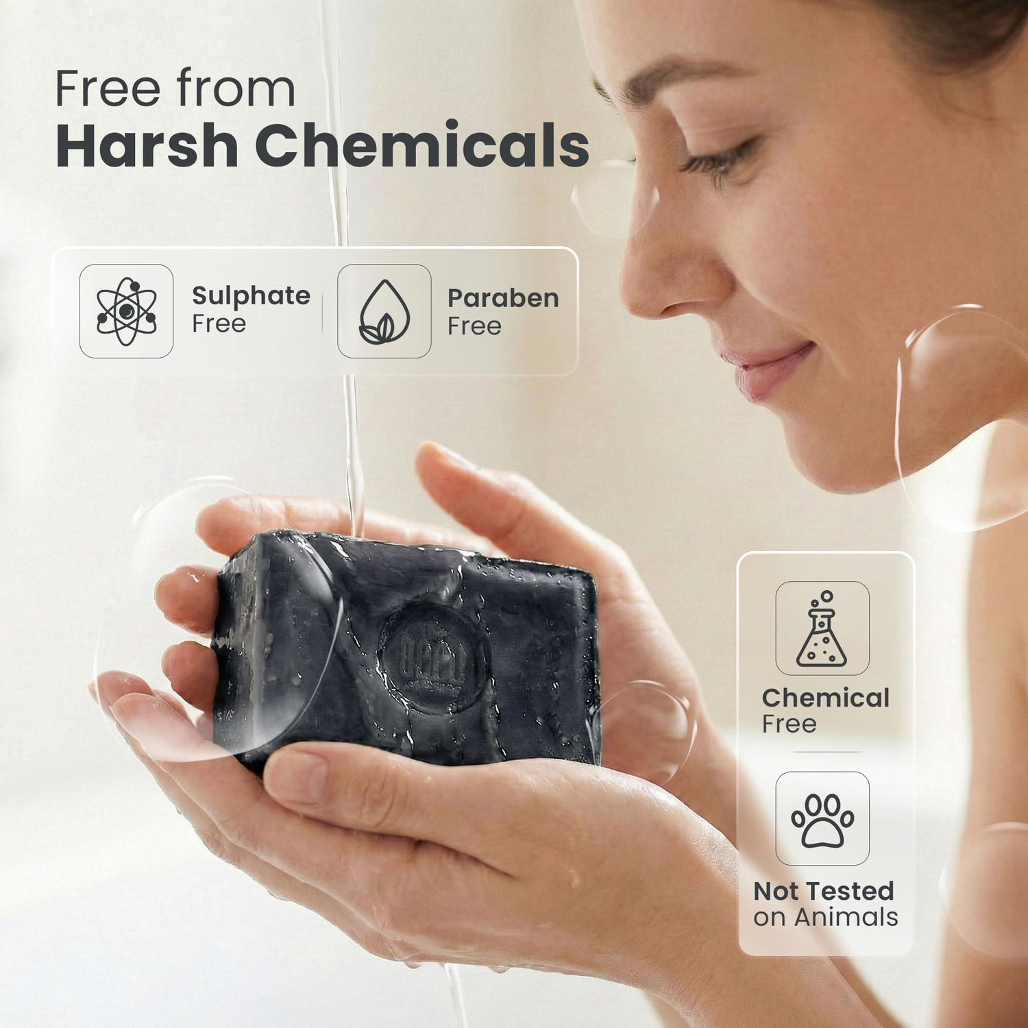 Image of THE COCO FACTORY Activated Charcoal Handmade Soap | Natural Detox Bar for Acne & Oily Skin