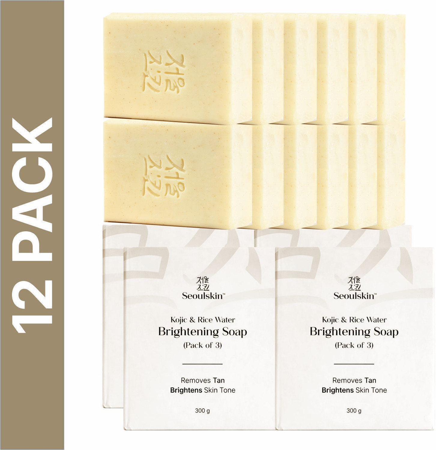 Image of Seoulskin Kojic & Rice Water Brightening Soap Pack of 12 for Clear, Glowing Skin