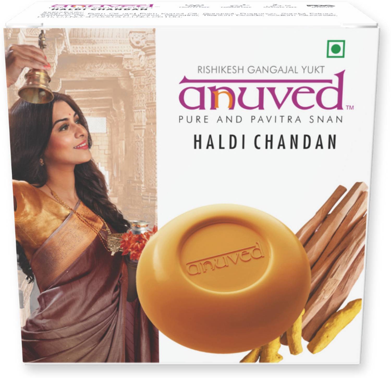 Anuved Herbal Haldi Chandan Soap for skin brightening. & moistirizing 125 g(Set Of 3)