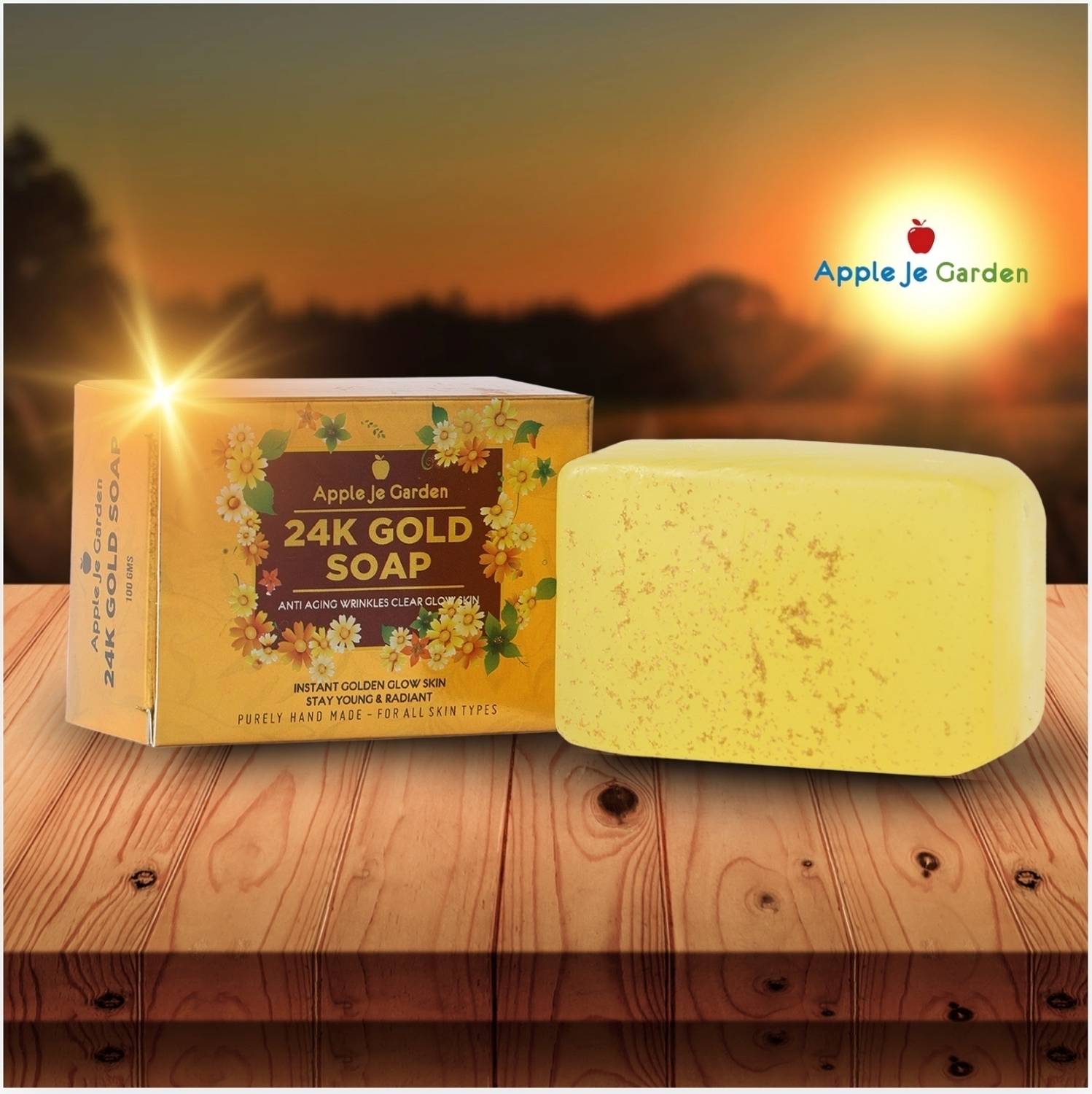APPLE JE GARDEN 24K Gold Soap 100 Gram | Anti Aging & Wrinkles clear soap | All Skin | Pack of 2