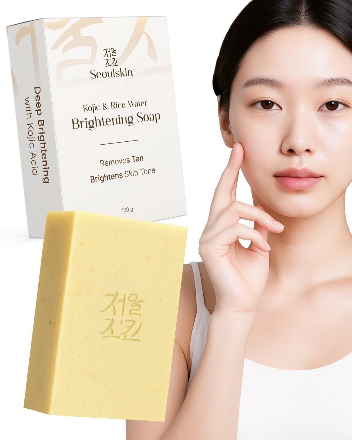 Image of Seoulskin Kojic & Rice Water Brightening Soap, For Pigmentation, Dark Spots (Pack of 1)