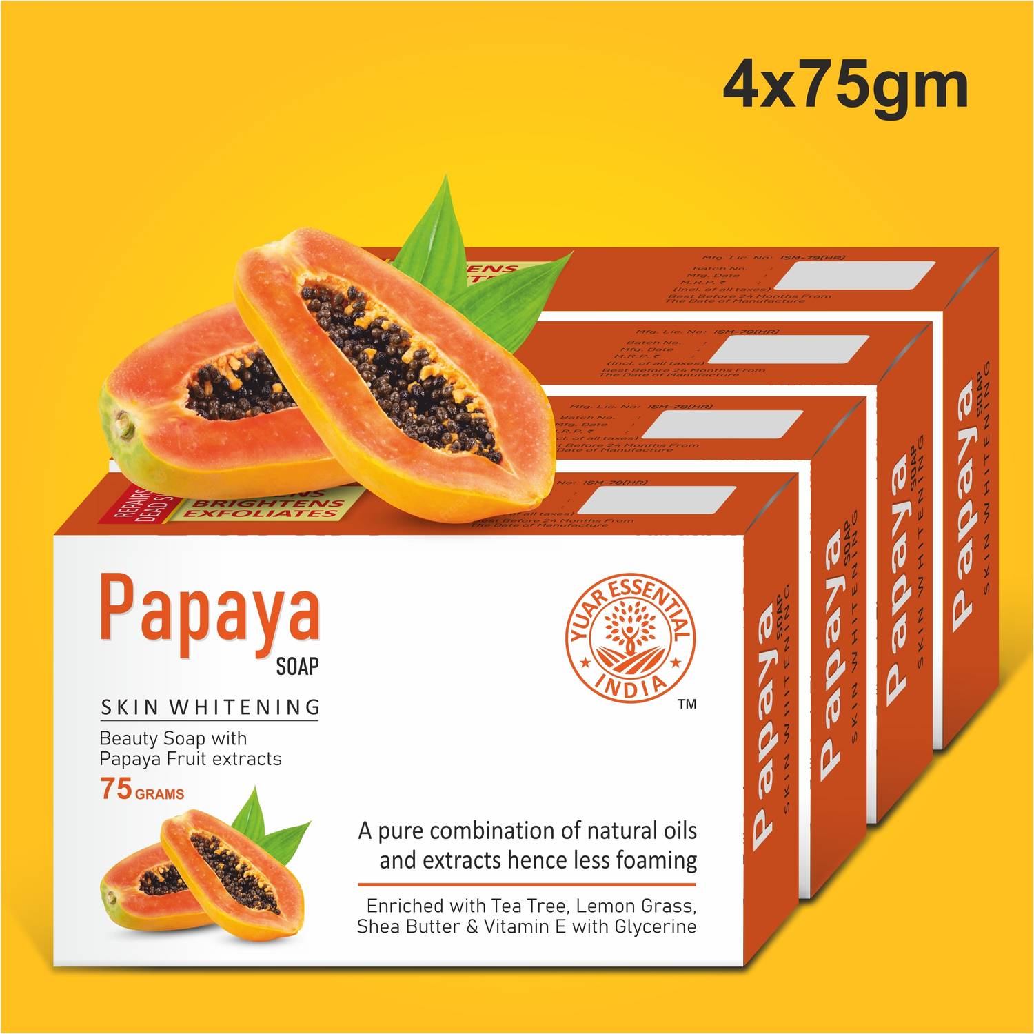 YUAR ESSENTIAL Hand Made Papaya Skin Whitening Soap For All Skin Type PACK  OF 4 - Price in India, Buy YUAR ESSENTIAL Hand Made Papaya Skin Whitening  Soap For All Skin Type