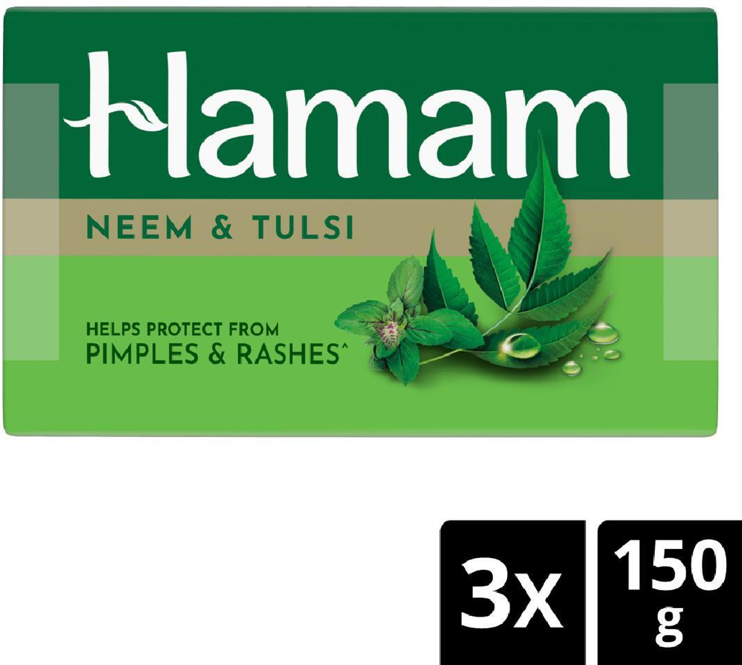 Image of HAMAM Neem Soap with Neem & Tulsi, Bathing Soap for Pimple & Rash-Free Skin Pack of 3