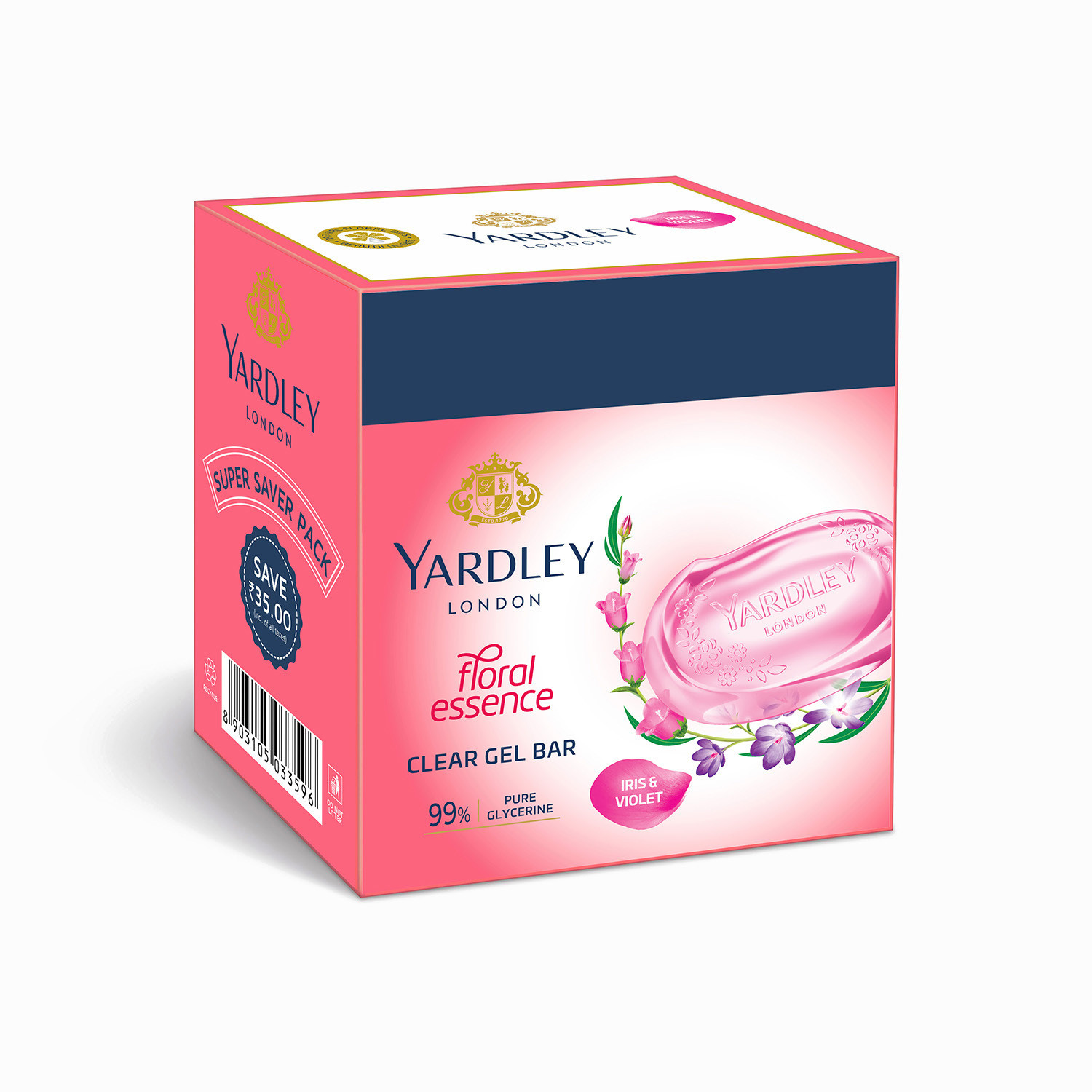Image of Yardley London Clear Gel Bar and Violet with 99% Pure Glycerin and Natural Floral Oils