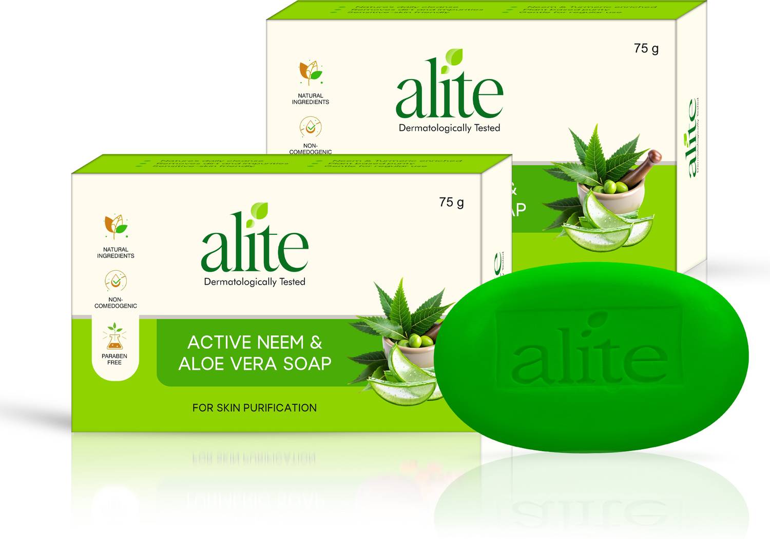 alite Ayurvedic Bath Soap with Neem & Aloe Vera Herbal & Natural