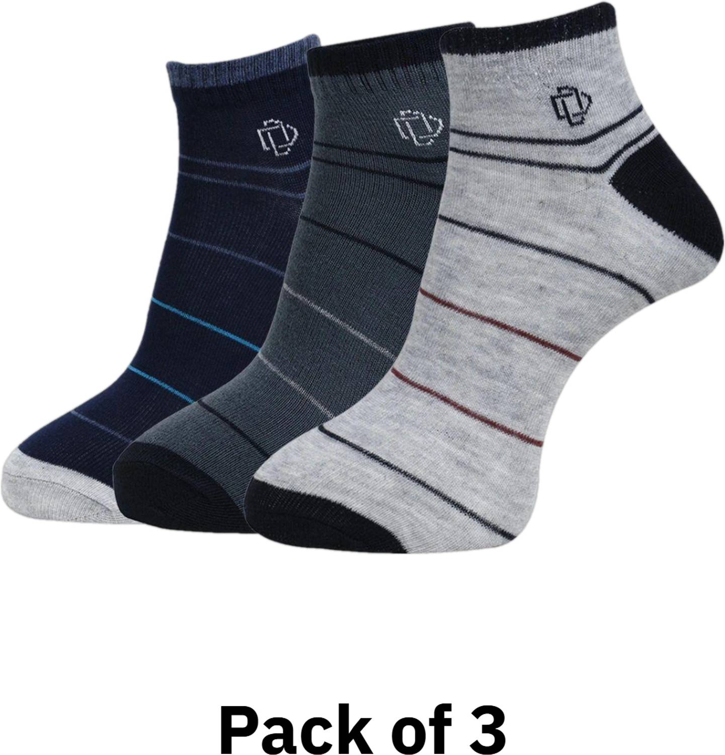 Dollar Men Striped Ankle Length Socks Pack of 3
