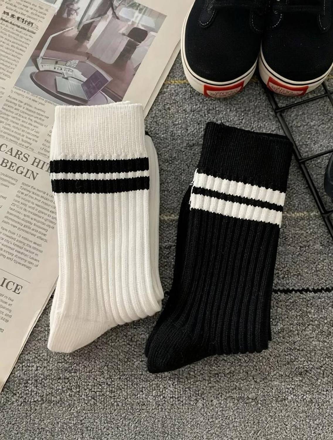 BASKESTHIP Unisex Striped Mid-Calf/Crew