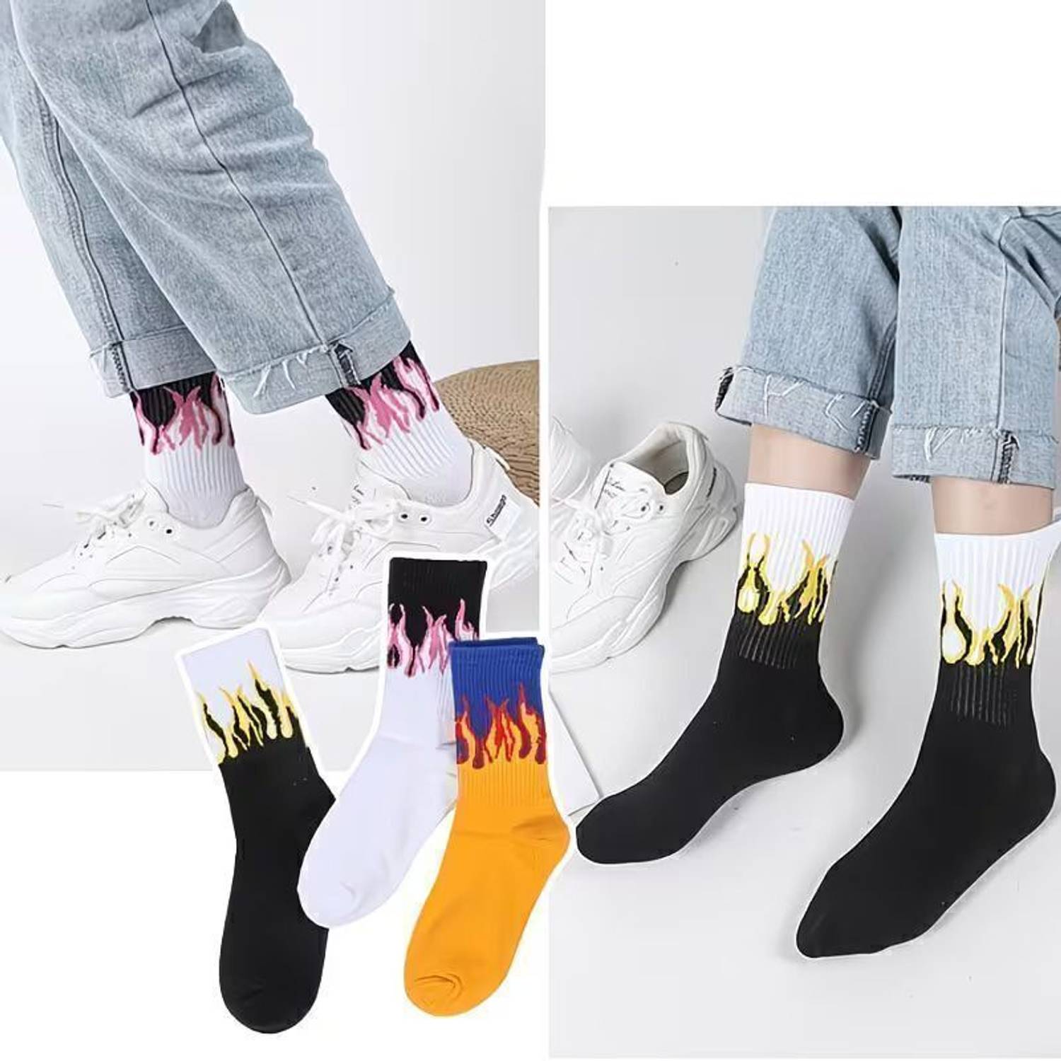 ELVADO Men & Women Graphic Print Mid-Calf/Crew Pack of 3 - Image 3