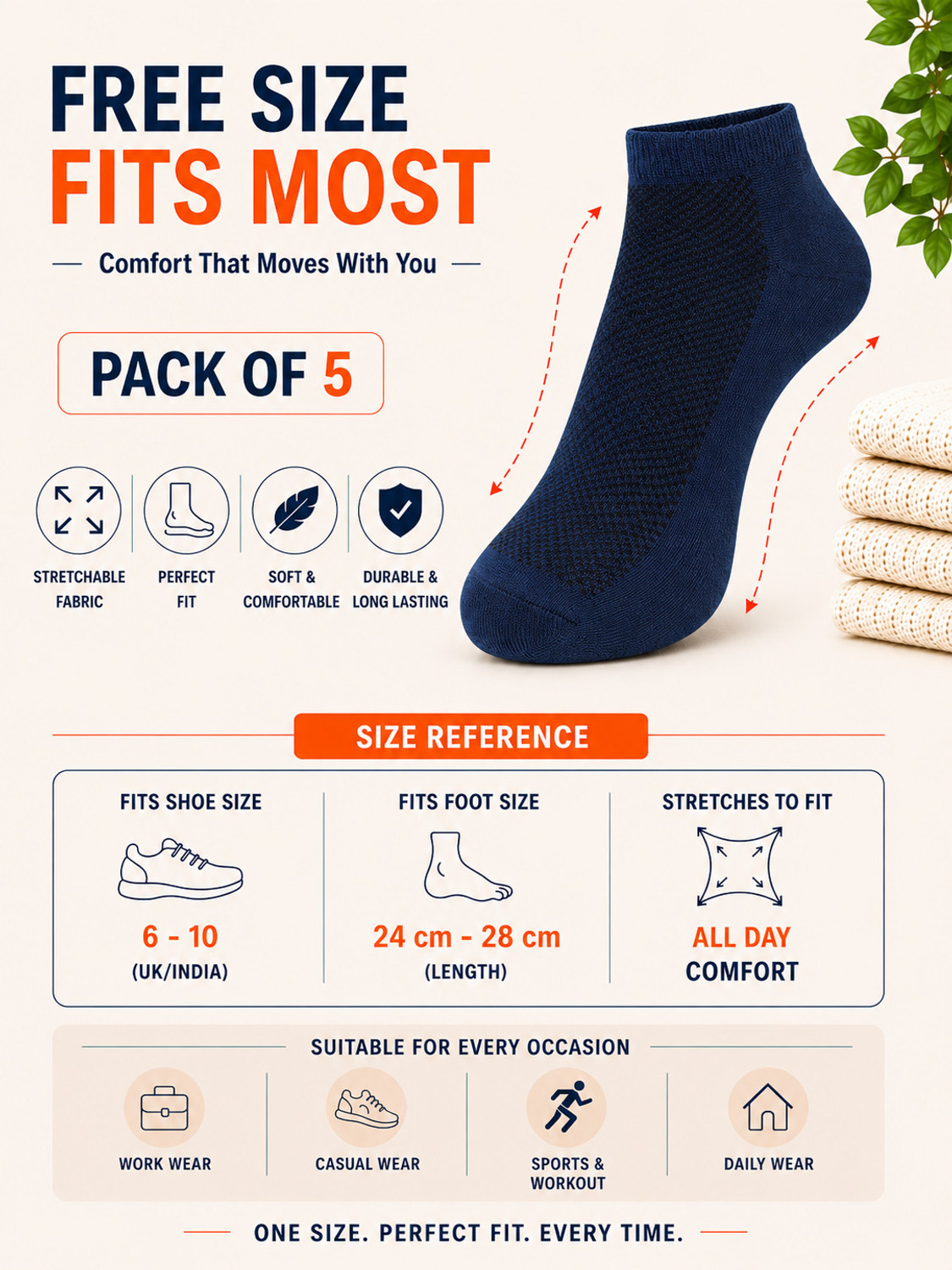 Image of Addosso Men Ankle Length (Pack of 5)