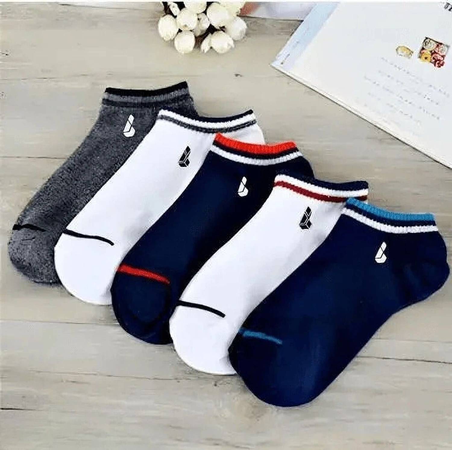 Bahuzo Men Striped Ankle Length, Low Cut