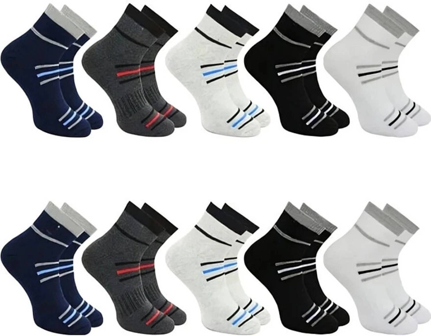 Bahuzo Men Striped Ankle Length, Low Cut