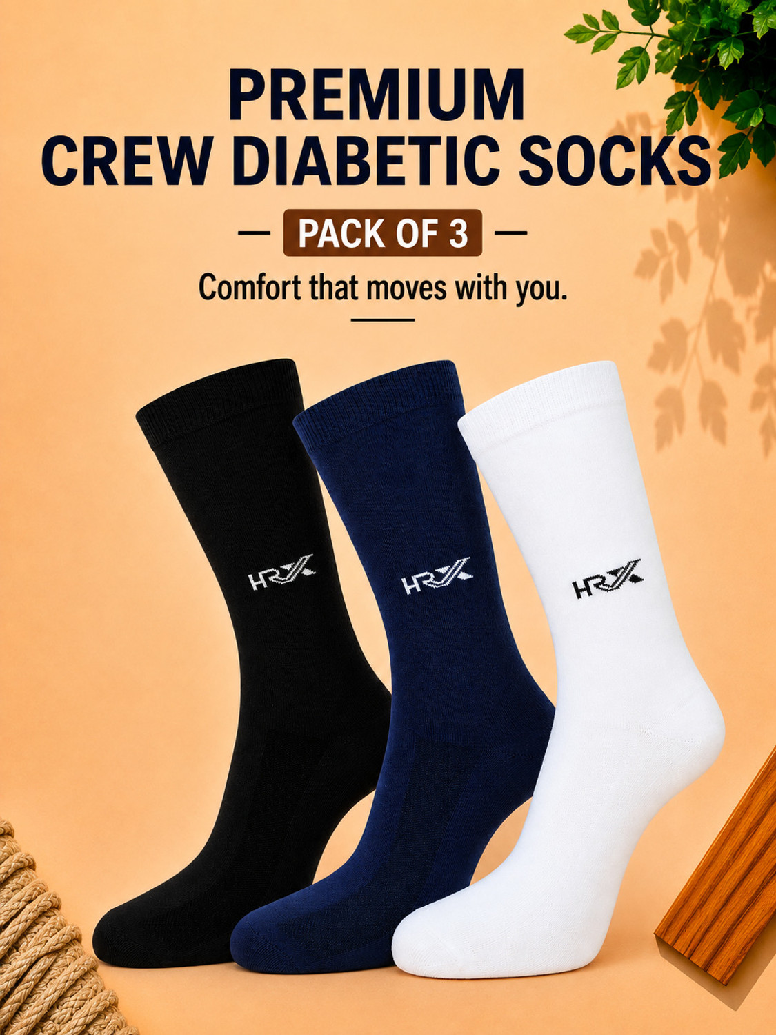 Image of HRX Men Mid-Calf /Crew (Pack of 3)