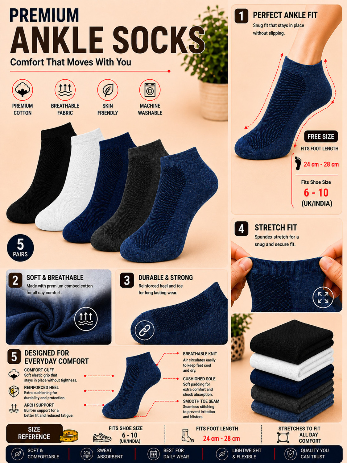 Image of Addosso Men Ankle Length (Pack of 5)