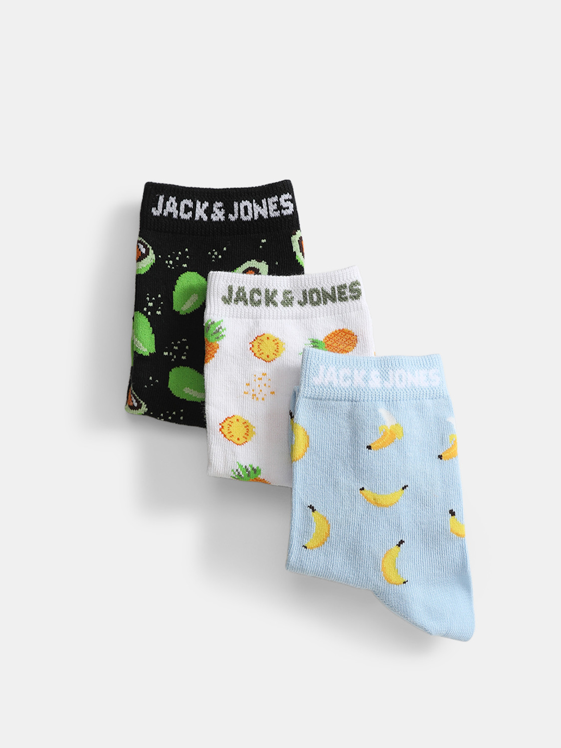 Image of JACK & JONES Men Graphic Print Mid-Calf /Crew (Pack of 3)
