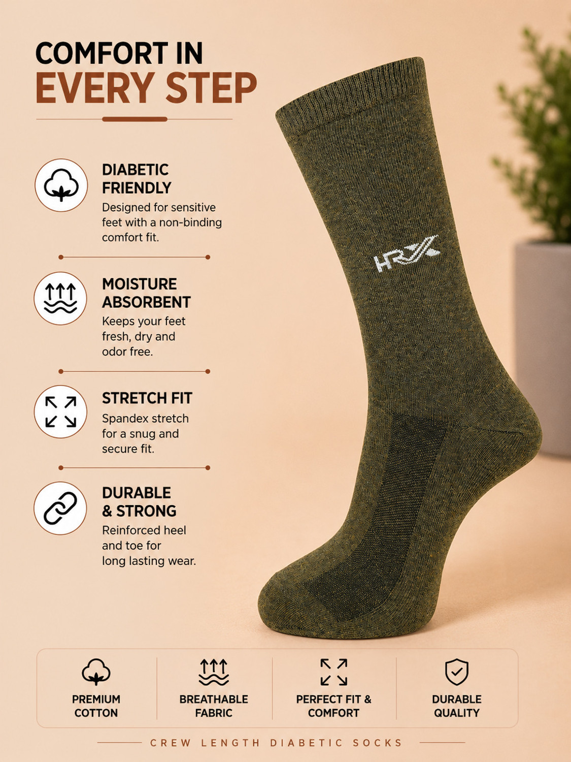 Image of HRX Men Mid-Calf /Crew (Pack of 3)